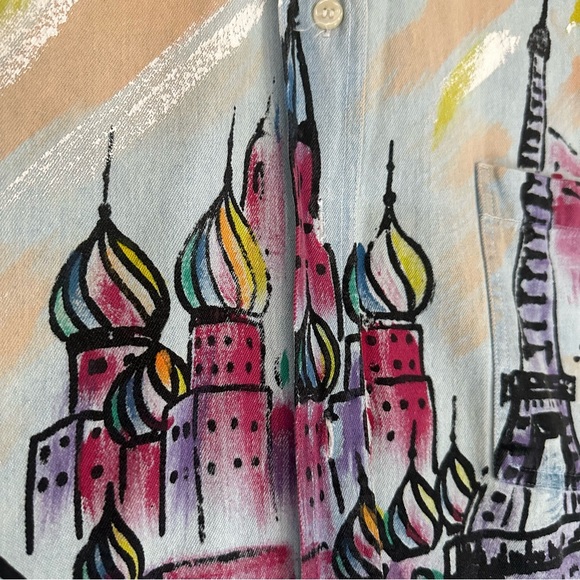 Vintage Kolorway Hand Painted Oversized Denim Button Down - Picture 7 of 8